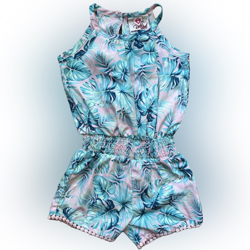 Tropical Leaf Print Romper Girls 2T